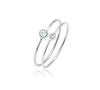 Elli Solitaire Women Silver Crystal Stacked Ring - Size P 0602711513_56