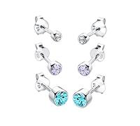 Elli Woman's 925 Sterling Silver Xilion Cut Crystal Earrings