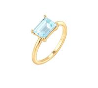 Elli Women 925 Silver Gold-Plated Crystal Solitaire Square Ring