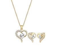 Elli Women 925 Silver Silver Round Crystal Jewellery Set - 45cm length
