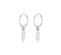 Elli Women Creole Solitaire Feather Swarovski Crystals 925 Sterling Silver Earrings