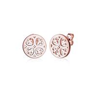 Elli Women Genuine Jewellery Earrings Stud Ear Ornament Floral 925 Sterling Silver Gold Plated Rose