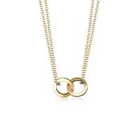 Elli Women Genuine Jewellery Necklace Chain with Pendant Circle Geo Trend Bloggers Layer 925 Sterling Silver Gold Plated Length 40 cm