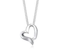 Elli DIAMONDS Necklace Ladies Heart Pendant Curved with Diamond (0.015 ct.) in 925 Sterling Silver