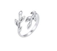 Elli Women Olive leaf twig nature 925 Silver Adjustable Ring