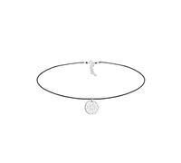 Elli Women Ornament Choker Black Ribbon Necklace 925 Sterling Silver