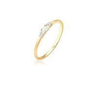 Elli Ring Ladies Vintage with Zirconia Crystals and Opal in 925 Sterling Silver Gold Plated