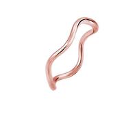 Elli Women Wave Geo Minimal 925 Silver Rose Gold Plated Ring - Size P 0604791817_56