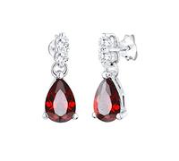 Elli Women's 925 Silver Xilion Cut Cubic Zirconia Red Earrings