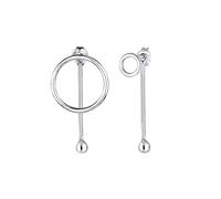 Elli Women's 925 Sterling Silver Dangle Asymmetrical Round Circle Geo Earrings