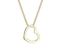 Elli Women's 925 Sterling Silver Gold Plated Heart Necklace of Length 45 cm