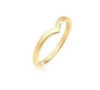 Elli Women's 925 Sterling Silver Gold-Plated V-Shape Ring - Size N