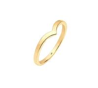 Elli Women's 925 Sterling Silver Gold-Plated V-Shape Ring - Size Q
