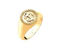 Elli Women's 925 Sterling Silver Gold Plated Xilion Cut Anchor Ring, Size P 1/2