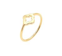 Elli Women's 925 Sterling Silver Gold Plated Xilion Cut Clover Leaf Ring, Size L