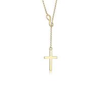 Elli Women's 925 Sterling Silver Gold Plated Xilion Cut Cross Necklace Pendant of Length 45 cm