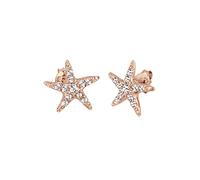 Elli Women's 925 Sterling Silver Gold Plated Xilion Cut Crystal Star Fish Earrings