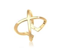 Elli Women's 925 Sterling Silver Gold Plated Xilion Cut Ring Size N