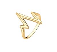 Elli Women's 925 Sterling Silver Gold-Plated Zig-Zag Ring, Size N