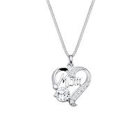Elli Women's 925 Sterling Silver Mom Heart Zirconia Necklace of Length 45cm