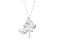 Elli Women's 925 Sterling Silver Neckwear Heart Cross Anchor Necklaces Pendant of Length 45 cm