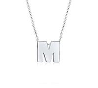 Elli Women's 925 Sterling Silver Plated Letter M Basic Minimal Pendant Necklace - 45cm length