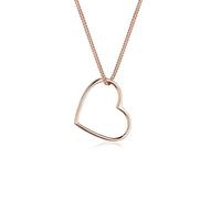 Elli Women's 925 Sterling Silver Rose Gold Plated Heart Pendant Love Filigree Necklace - 45 cm length