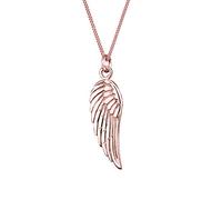 Elli Women's 925 Sterling Silver Rose Gold Wing Feather Pendant Necklace - 45cm length