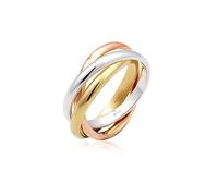 Elli Women's 925 Sterling Silver Tri-Colour Trio Basic Blogger Wrap Ring, Size N
