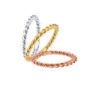 Elli Women's 925 Sterling Silver Tricolour Stacking Ring Set, Size R