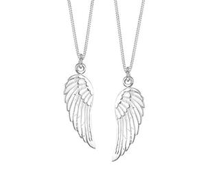 Elli Women's 925 Sterling Silver Xilion Cut Angel Wing Partner Pendant Necklace - 22cm length