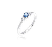 Elli Women's 925 Sterling Silver Xilion Cut Blue Synthetic Sapphire Engagement Ring, Size N
