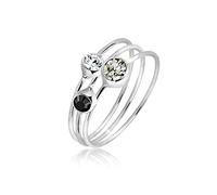 Elli Women's 925 Sterling Silver Xilion Cut Crystal Multi-Coloured Stacking Ring, Size F