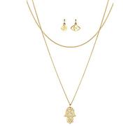 Elli Women's 925 Sterling Silver Xilion Cut Crystal Nazra Eye Hamsa Hand Om Pendant Necklace Length of 45 cm