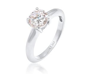 Elli Women's 925 Sterling Silver Xilion Cut Cubic Zircon White Ring, Sizes N