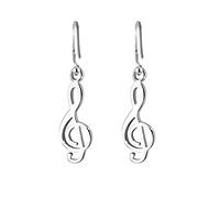 Elli Earrings Ladies Ear Hanger Music Clef Cut-Out in 925 Sterling Silver