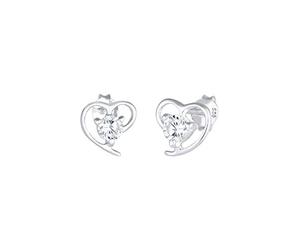 Elli Women's 925 Sterling Silver Xilion Cut Heart Zirconia Stud Earrings