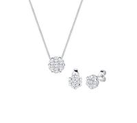Elli Women's 925 Sterling Silver Xilion Cut Zircon Ball Jewellery Set Length of 45 cm