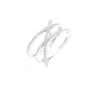 Elli Women's 925 Sterling Silver Xilion Cut Zirconia Crossed Ring, Size P