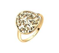 Elli Women's 925 Sterling Silver Xilion Gold Plated Xilion Cut Tree of Life Ring, Size M
