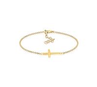 Elli Women's Basic Cross Bracelet in 925 Sterling Silver Gold-Plated, 16cm, Sterling Silver Metal, None