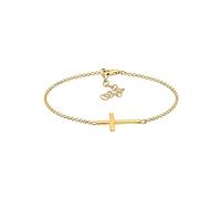 Elli Women's Cross Basic in 925 Sterling Silver Gold-Plated, 19cm, Sterling Silver Metal, None