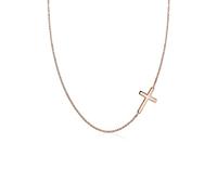 Elli Women's Cross Pendant Religion Basic in 925 Sterling Silver Rose Gold-Plated, 45cm, Sterling Silver, None