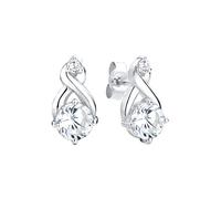 Elli Women's Earrings Crystal Stud Earrings 925 Silver Cushion Brilliant Cut Cubic Zirconia Infinity White - 0312951514