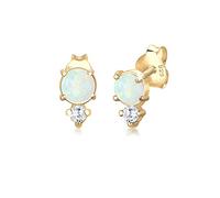 Elli Earrings Ladies Stud earrings vintage with zirconia crystals and opal in 925 sterling silver gold plated