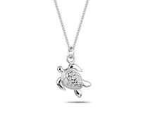 Elli Women's Necklace Turtle Pendant Curb Sun in 925 Sterling Silver