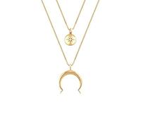 Elli Women's Necklace with Crescent Moon Star Plate Zirconia in Layer Look in 925 Sterling Silver 45 cm Length, 450, Crystal, Cubic Zirconia