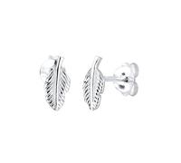 Elli Women's Silver 925 Sterling Silver Xilion Cut Feather Stud Earrings