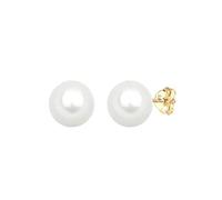 Elli Women's Stud Earrings Pearl 585 Yellow Gold Silver Fresh Water Cultured Pearl Stud Earrings Grey - 0307942015