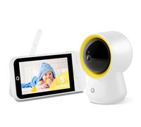 Ellie Baby Monitor without WiFi, Smart Baby Monitor with Camera and Audio, 5 Inch IPS 1080P with Wall Mount, 6000 mAh Battery, 304.8 m Range, Smart Monitoring 24 Hours Playback, AI Wine Detection